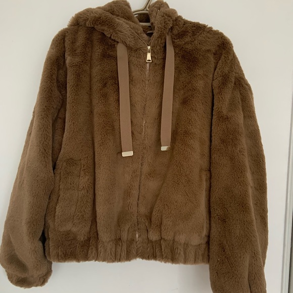 ZARA | Faux fur hooded bomber jacket,NWOT. - Picture 1 of 6